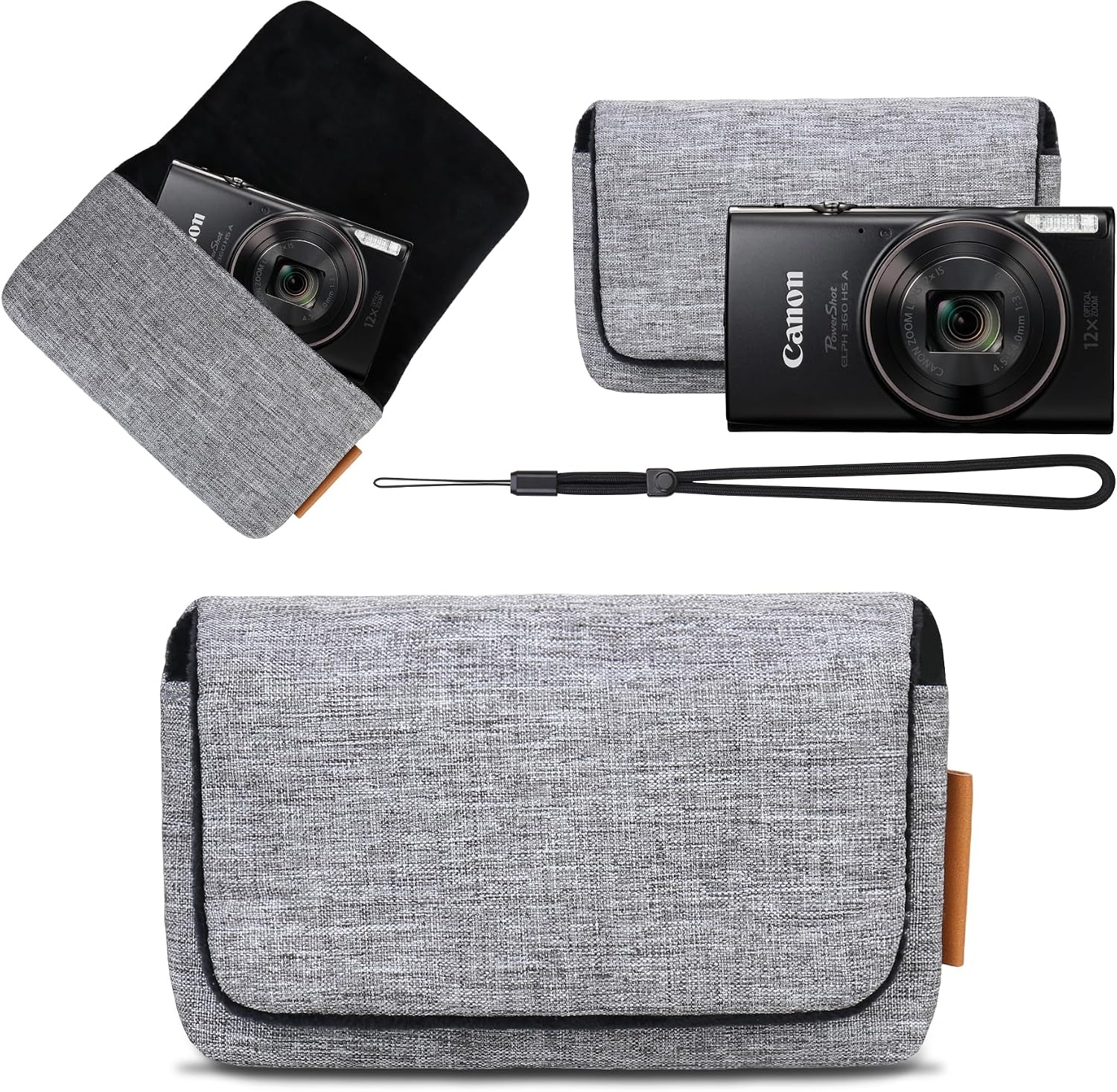 Funda protectora Lacdo para cámaras Canon PowerShot ELPH 360 y Sony Cyber-Shot gris