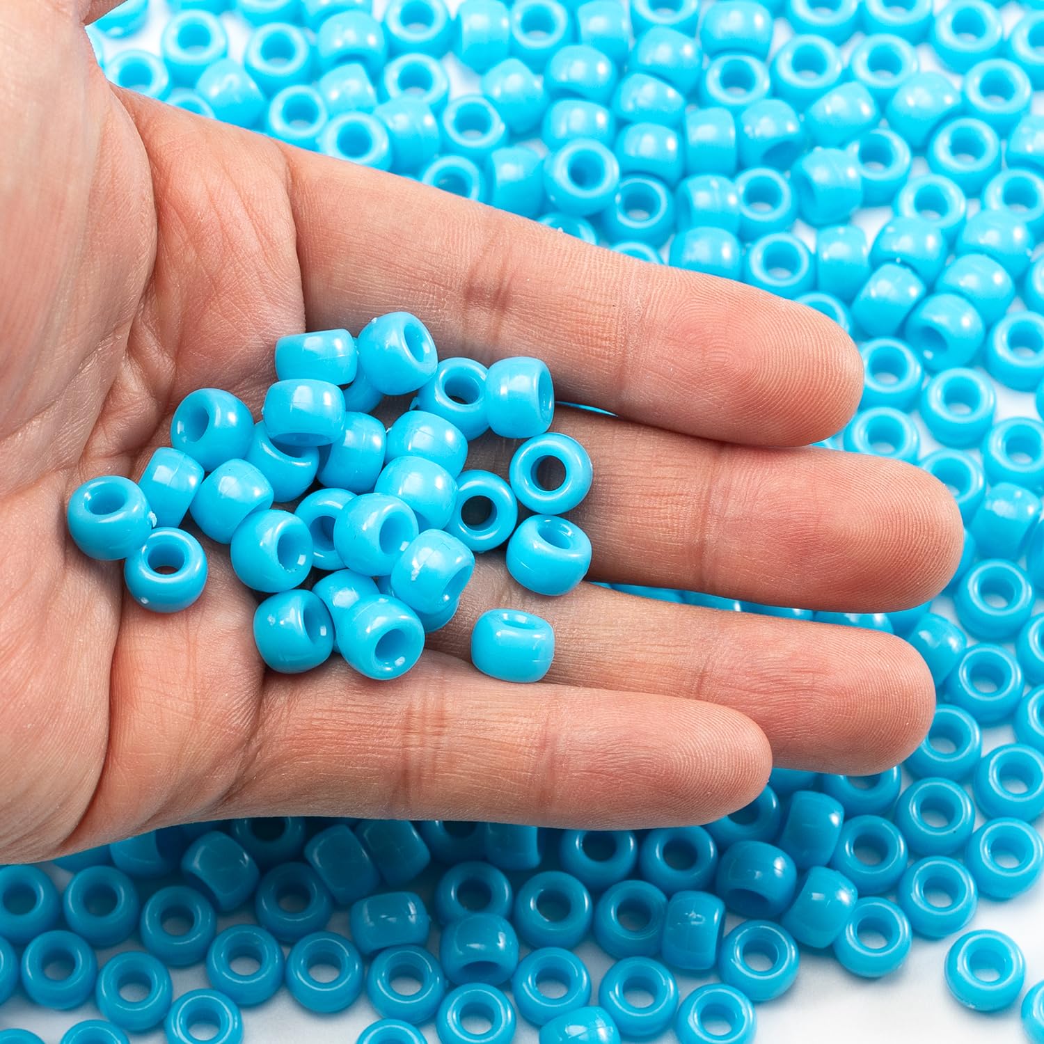 Gxueshan 1000 Pcs Acrylic Plastic Blue Pony Beads 6x9mm Bulk Kandi Beads for Friendship Bracelet Necklace Jewelry Making Pens Hair Braiding Kit (Blue) - Image 2