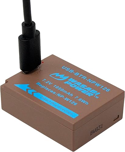 Miniatura 5 de Wasabi Power Batería USB (Serie Ginger) para Fujifilm NP-W126, NP-W126S Batería para Fuji X-T100, X-T200, X-S10, X-A3, X-A5, X-A10, X-E2S, X-E3, 4,