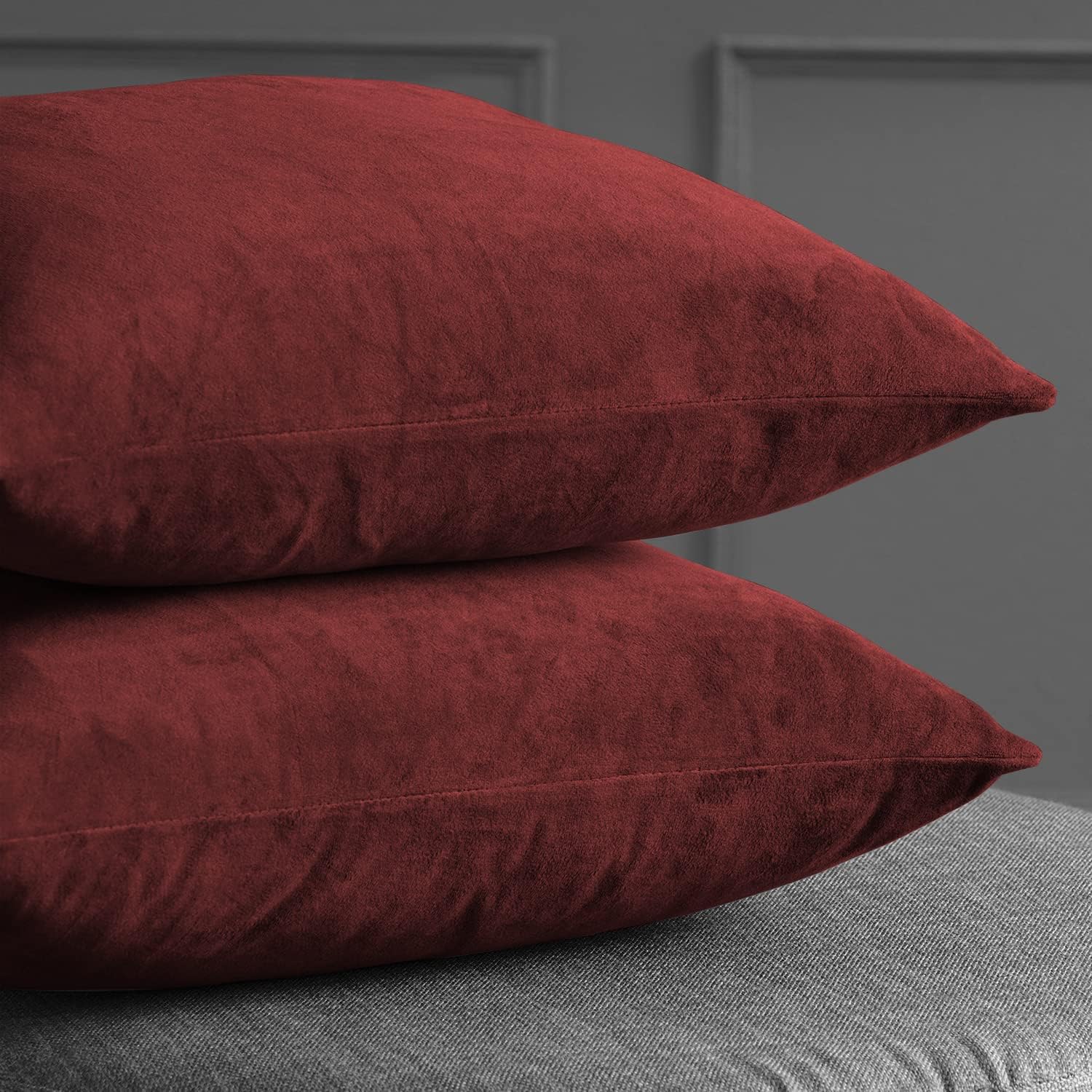 HPD Half Price Drapes Cushion Cover 18 x 18 Signature Velvet - VPCH-192018-CC18PR - Pair, Burgundy