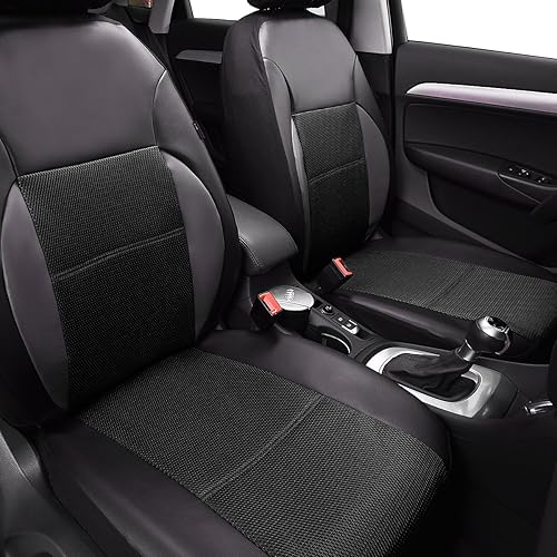 Miniatura 4 de CAR Pass Fundas de asiento de automóvil de piel sintética de lujo, dos asientos delanteros, ajuste universal para el 95% de vehículos, SUV, camión,