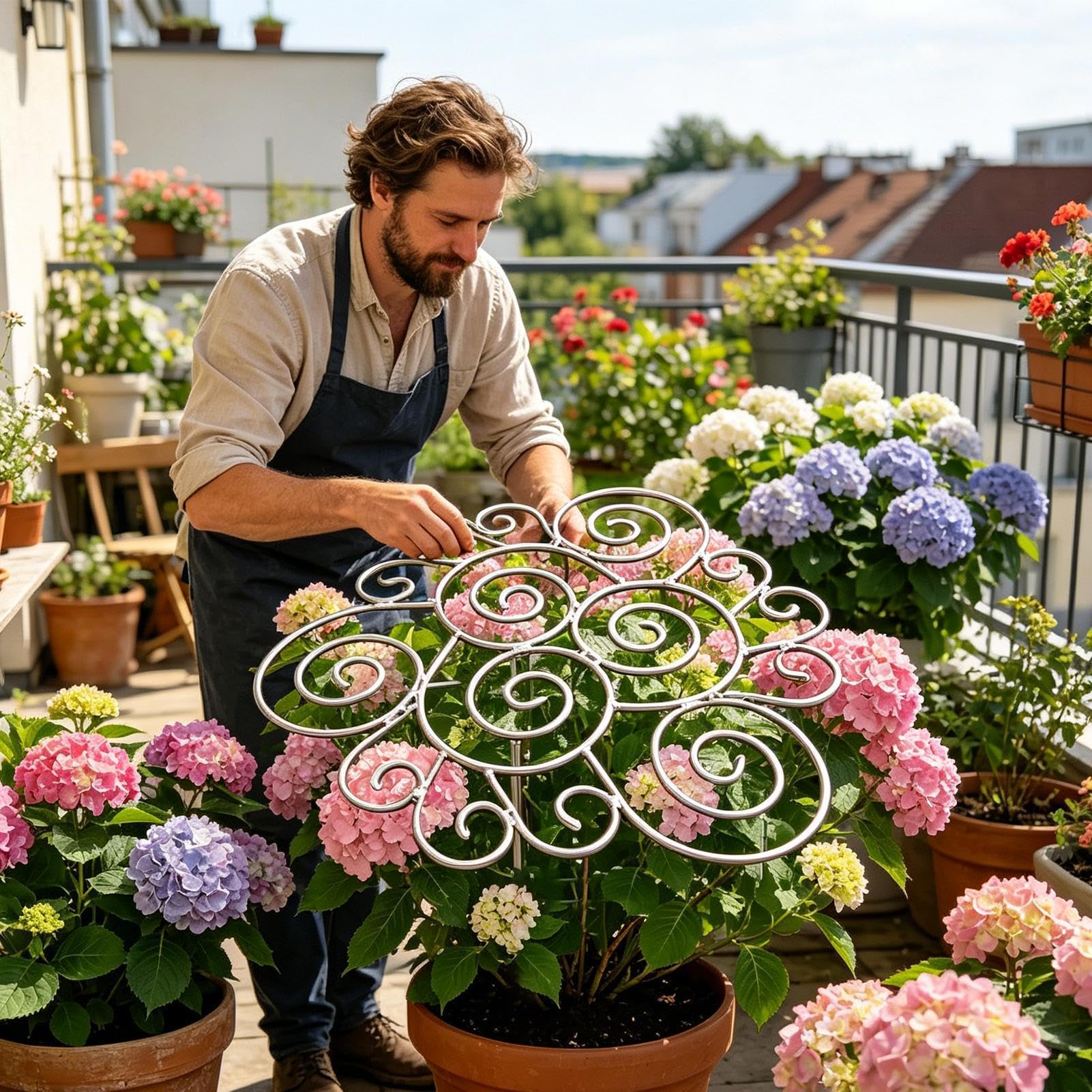 Xmccvt Pfingstrosen-Käfige, 30/40cm Wetterfest Metallrahmen Pflanzenstütze Für Pfingstrosen, Dekorative Pfingstrosen Halterung Für Hohe Oder Schwere Blumen,Beete Und Rabatten Garten