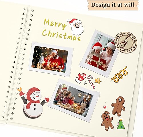 Vista 66 de Álbum de recortes de 8 x 8 pulgadas, álbum de recortes de papel kraft de tapa dura, álbumes de fotos, 40 páginas, perfecto para fotos de 4 x 6 / 5 x