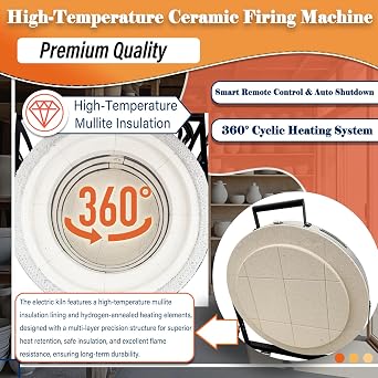 Electric Ceramics Kiln 1300C Automatic High-Temperature Firing Oven 1.05ft3 Capacity, Remote Control, Stainless Steel for DIY/Teaching/Home Ceramic Kiln 3.5KW 220V 1PH
