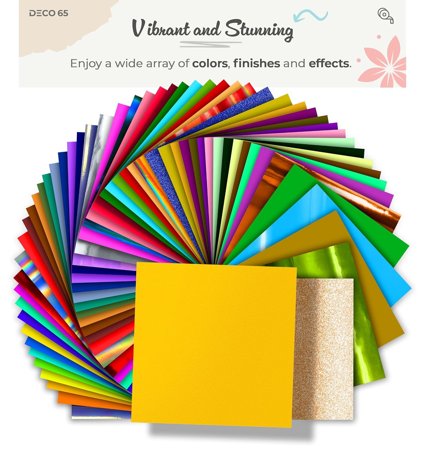 VViViD DECO65 Suede Yellow Permanent Adhesive Craft Vinyl for Cricut, Silhouette & Cameo (12" x 6ft)