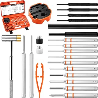HORUSDY 23-Piece Punch Set Roll Pin Punch Set and Hammer with Bench Block, Punch Tool Ideal for Maintenance