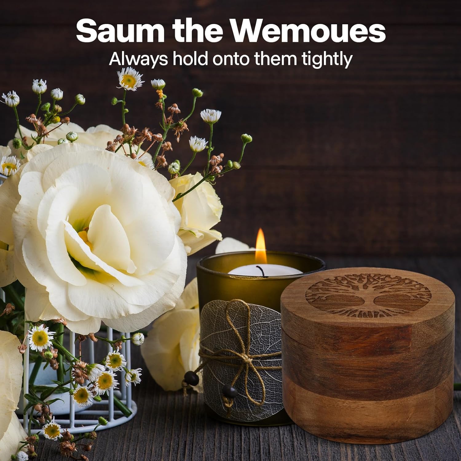 Small Wood Urn for Human & Pet Ashes Tree of Life Memorial Keepsake, Eco-Friendly Magnetic Cremation Urn for Dogs, Cats (3.5"x3.5"x2.5") - Image 4