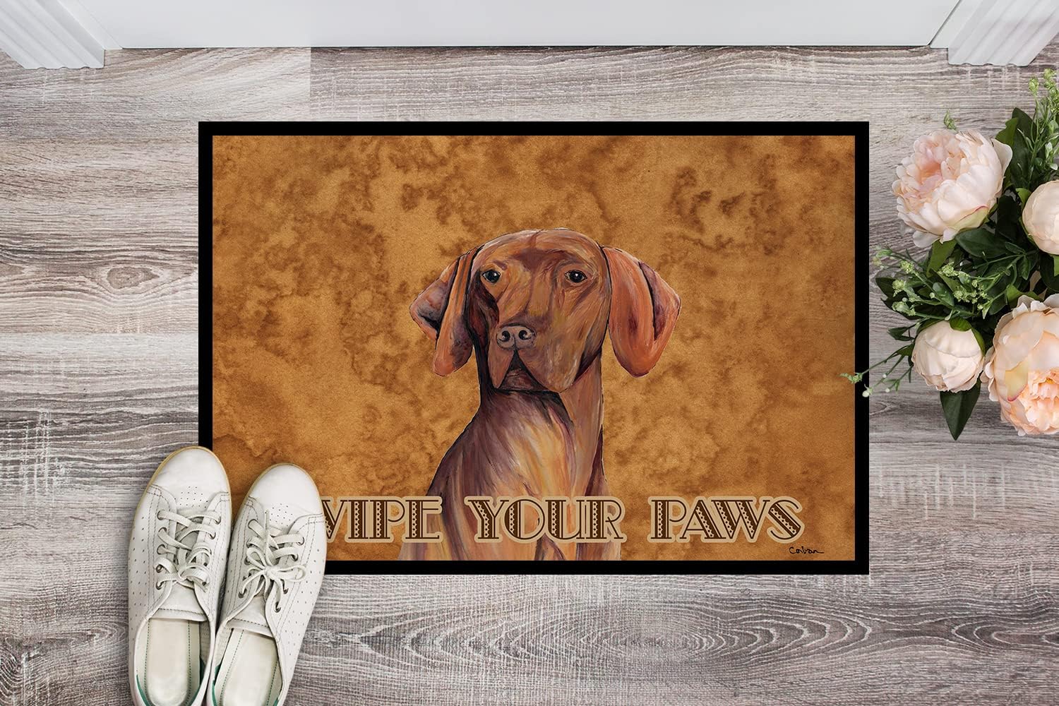 Caroline's Treasures SC9132JMAT Vizsla Wipe Your Paws Doormat 24x36 Front Door Mat Indoor Outdoor Rugs for Entryway, Non Slip Washable Low Pile, 24H X 36W