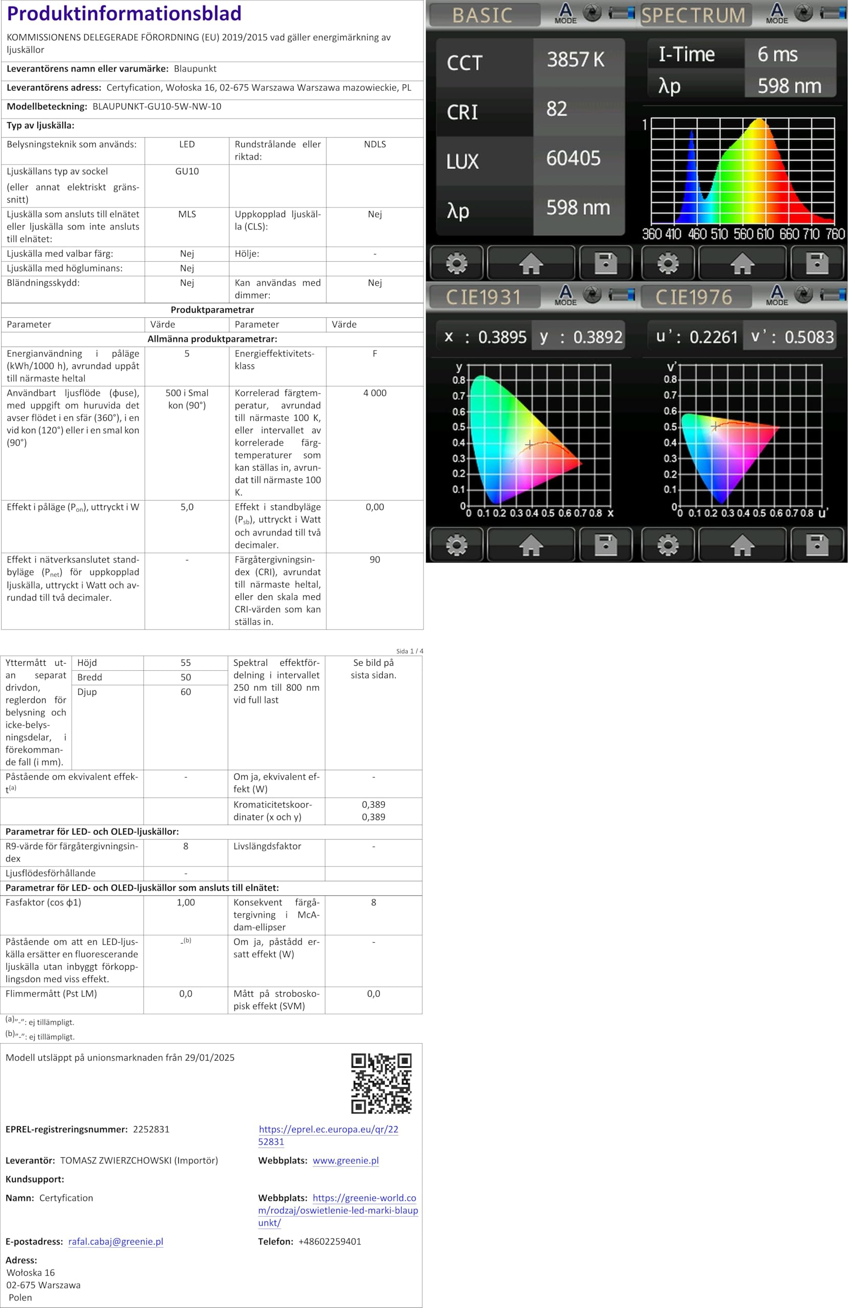BLAUPUNKT LED GU10 Birne – Strahler – Reflektor – Tageslichtbeleuchtung – 5W – Ersatz für 50W – Naturweiß 4000K – Led Lampen – 475 Lumen – Energie- und Kostensparendes Licht – Spotlight – 10-er Pack
