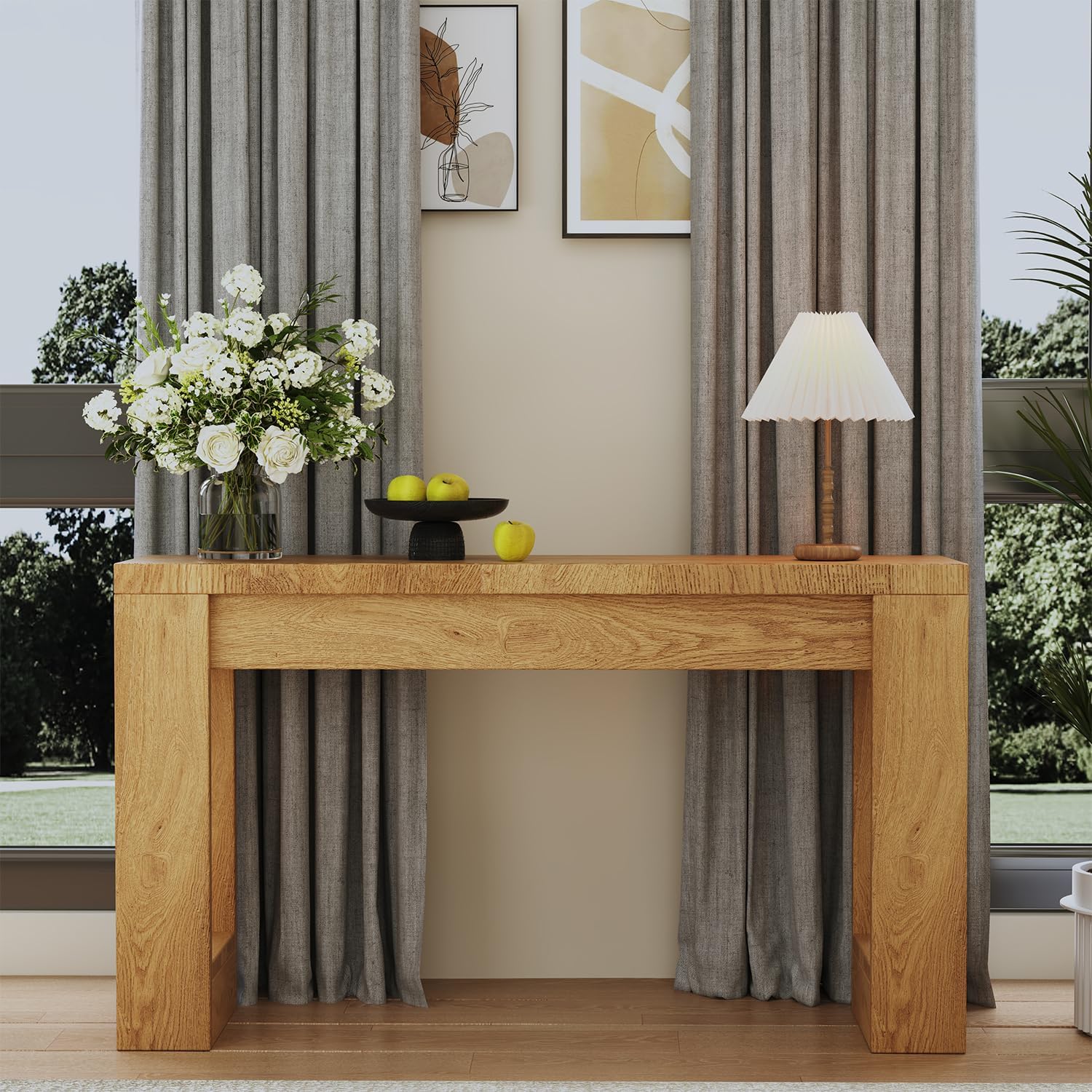 Console Table, Farmhouse Entryway Table with Thickened Base, Narrow Long Wood Sofa Table Behind Couch Table for Entrance, Hallway, Living Room