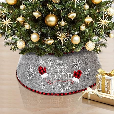 Amazon Co Jp Didihou クリスマスツリーカラー グレー フェルト手袋 パターン クリスマスツリースタンド 30インチ ベース クリスマスツリーリング クリスマスデコレーション 屋内 屋外 おもちゃ