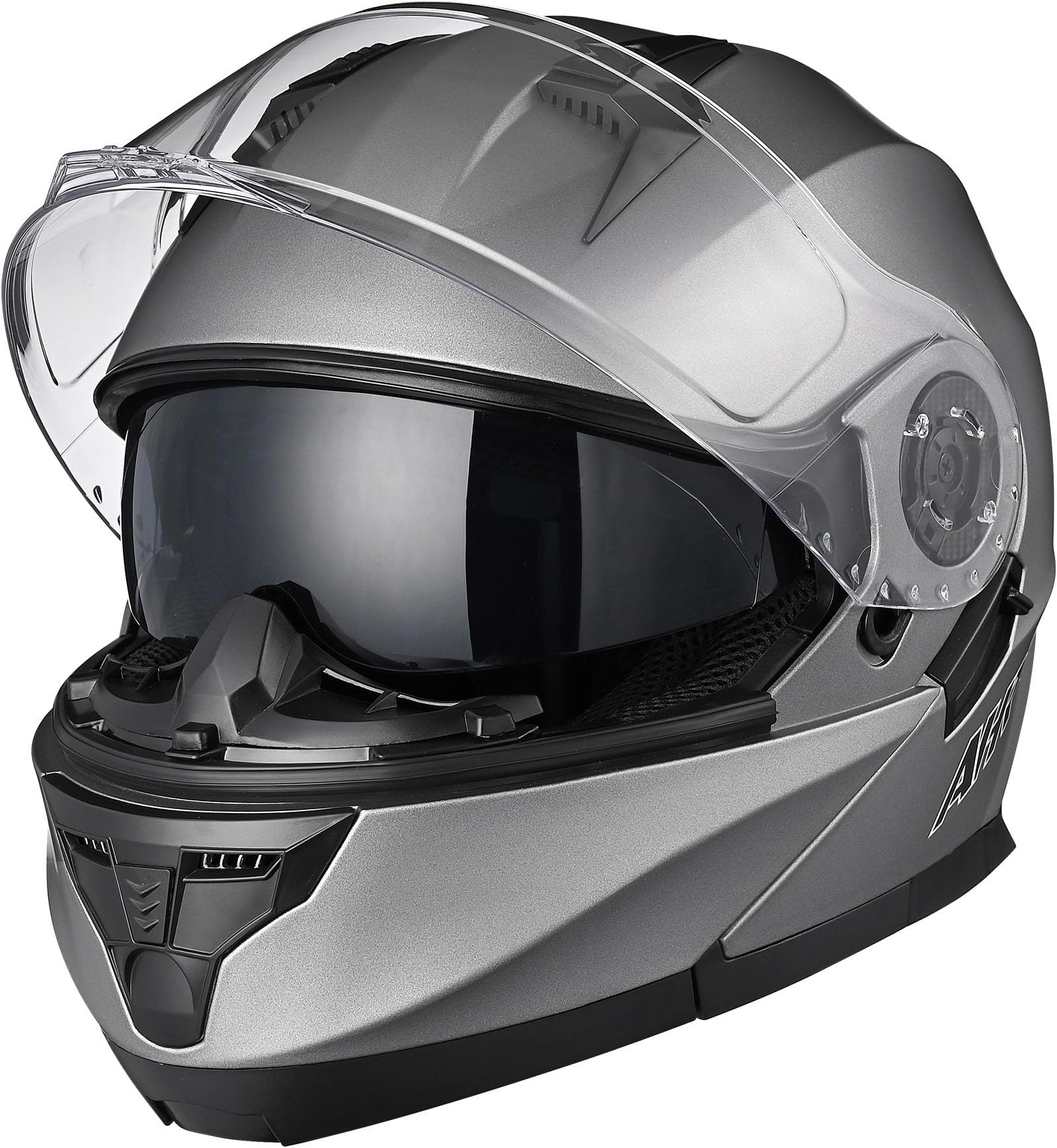 AHR Motorcycle Helmet Dual Visor Modular Flip up Full Face Helmet DOT Approved - AHR Helmet Run-M1 & M3 for Adult Motorbike Street Bike Moped Racing