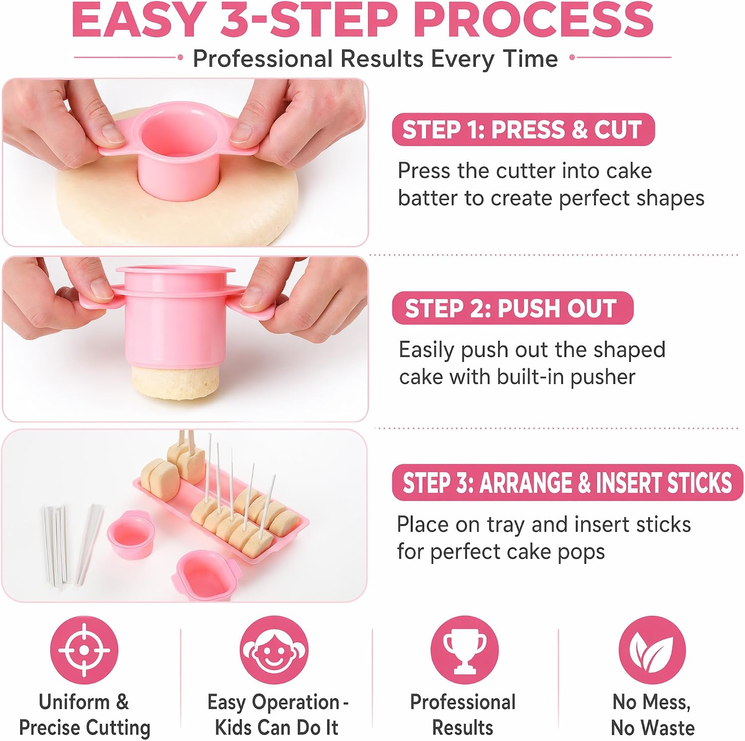 2-Set Cake Pop and Cakesicle Kit with Molds, Sticks and Stands