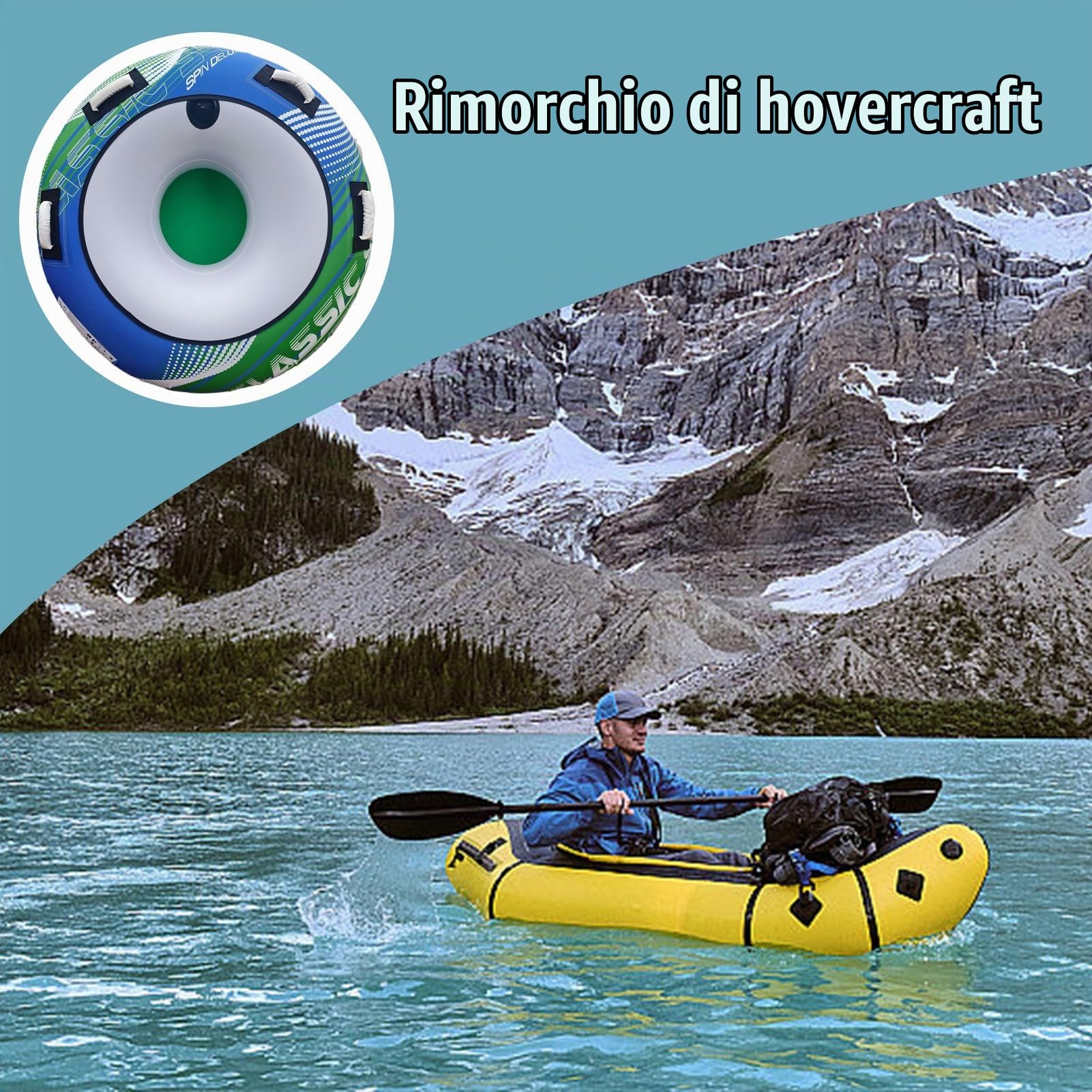 Trainabile Triangolare Per 2 Persone - Ciambella Gonfiabile Da Barca Con Copertura In Tessuto Rinforzato | Attrezzatura Per Sport Acquatici Resistente | Design Stabile Con 4 Maniglie Di Sicurezza