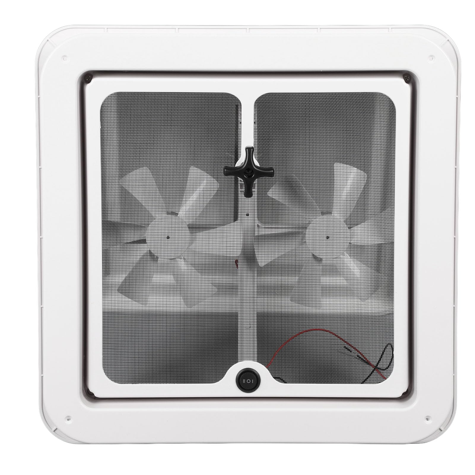 DC12V 340x340mm Wentylator Dachowy do RV z Podwójnymi Wentylatorami Wlotowymi i Wylotowymi Oraz Ekranem ze Stali Nierdzewnej do RV, Przyczep Kempingowych i kamperów.