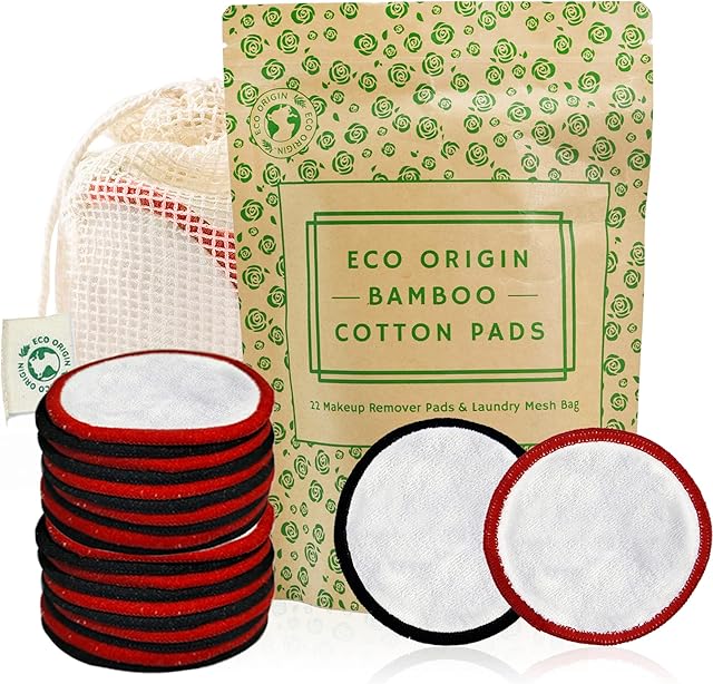 22 PCS Reusable Cotton Pads Cotton Wool Pads with Laundry Bag, Washable Triple Layer Makeup Remover Pads with Kraft Pouch for Storage, Bamboo Face Pads Suitable for all Skin Types