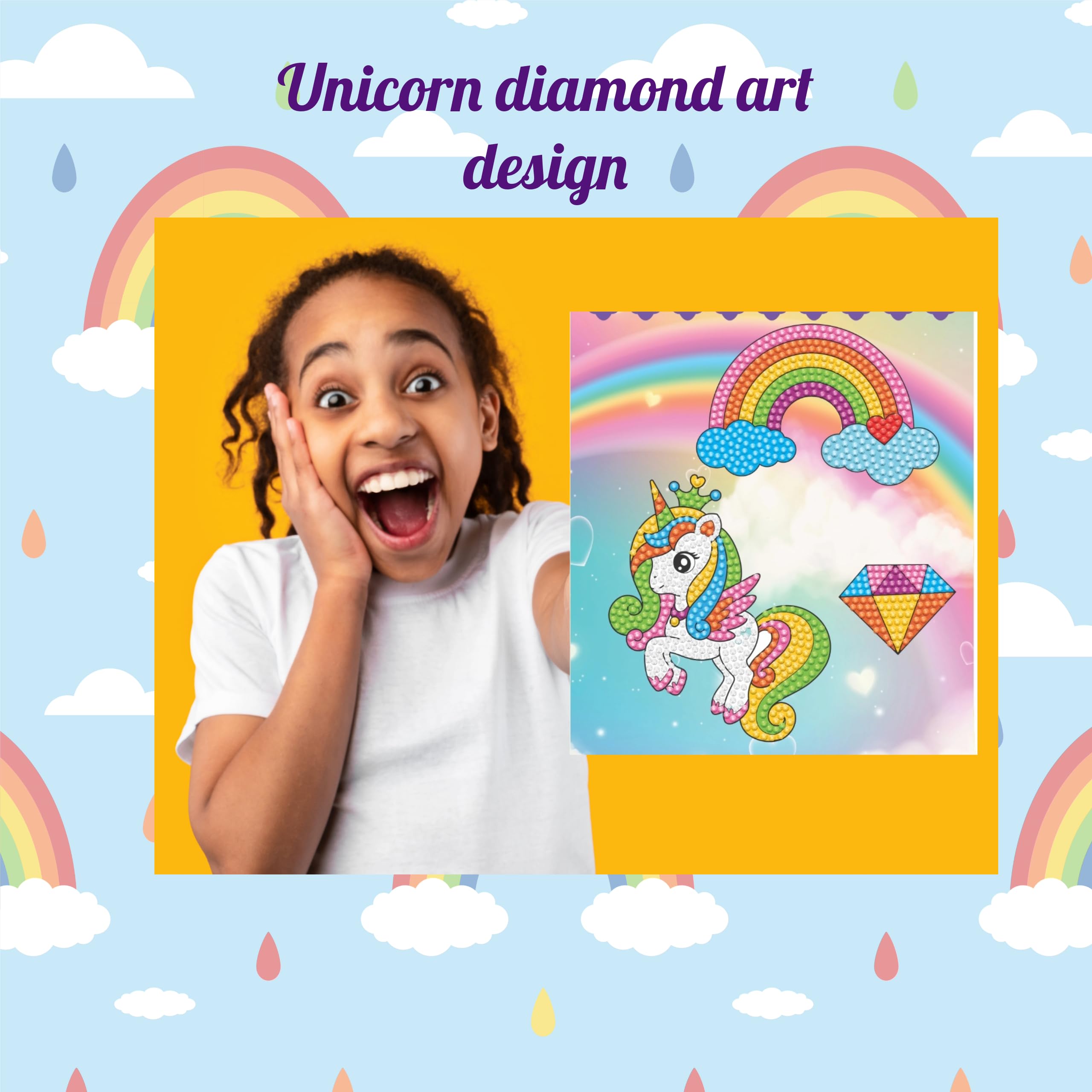 BKDT Marketing Unicorn & Mermaid Diamond Art DIY Kit with Hanging Frames, Diamond Painting Kit for Kids Ages 5+ Years, Vibrant Colour Diamonds, Easy Application, Art and Crafts for Kids- Raksha Bandhan Gifts - Image 6 thumbnail
