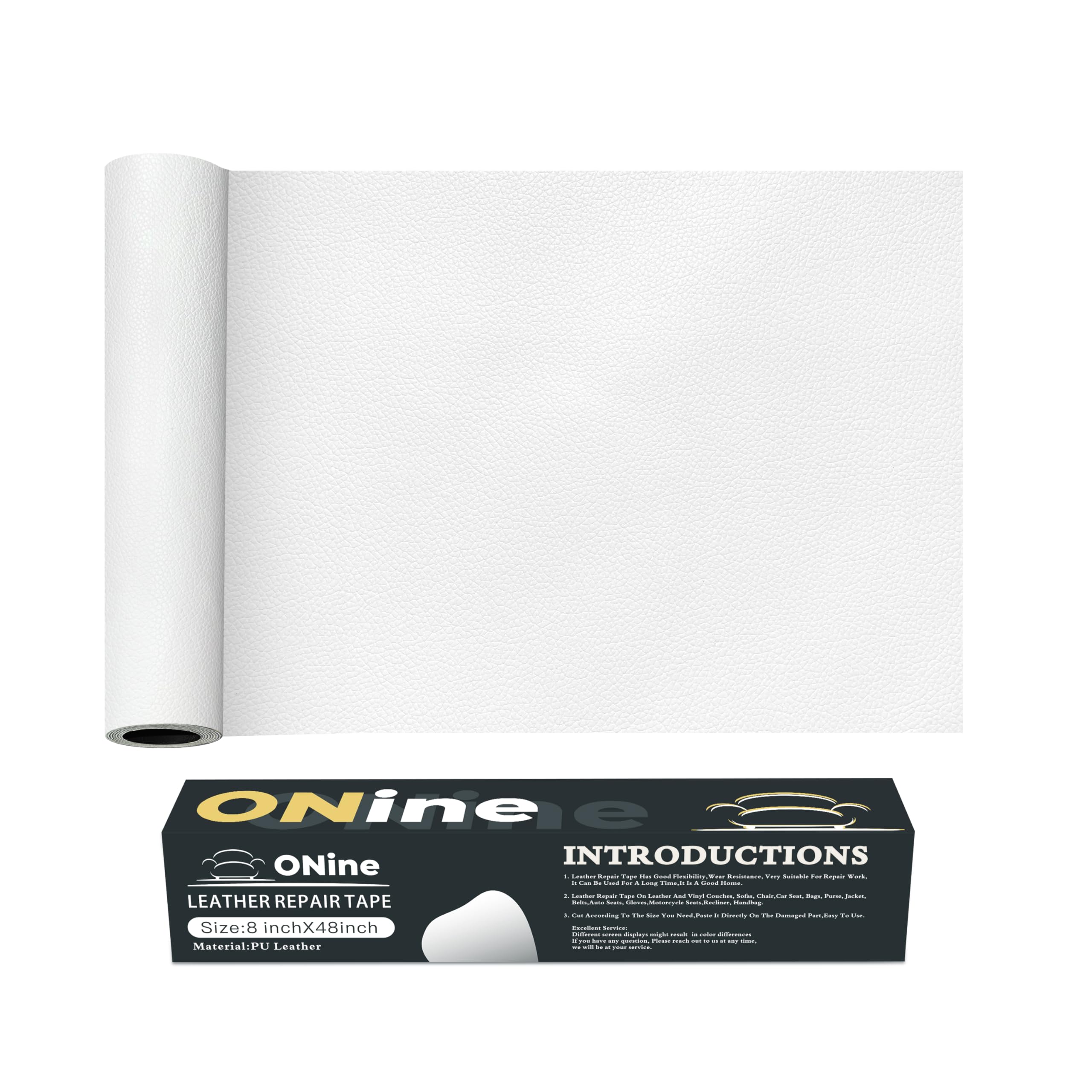 ONine Leather Repair Patch，Leather Repair Tape, 8 x 48 inches Leather Repair Patch for Furniture,Vinyl Repair kit，Leather Couch Patch，for Sofas,