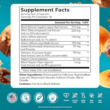 PUREHEALTH RESEARCH Parabroom - Gut Cleanse & Health Supplement - with Black Walnut, Sweet Wormwood Powder, Turmeric Extract, Olive Leaf, Garlic & Onion - Digestive Support for Women & Men 60 Capsules