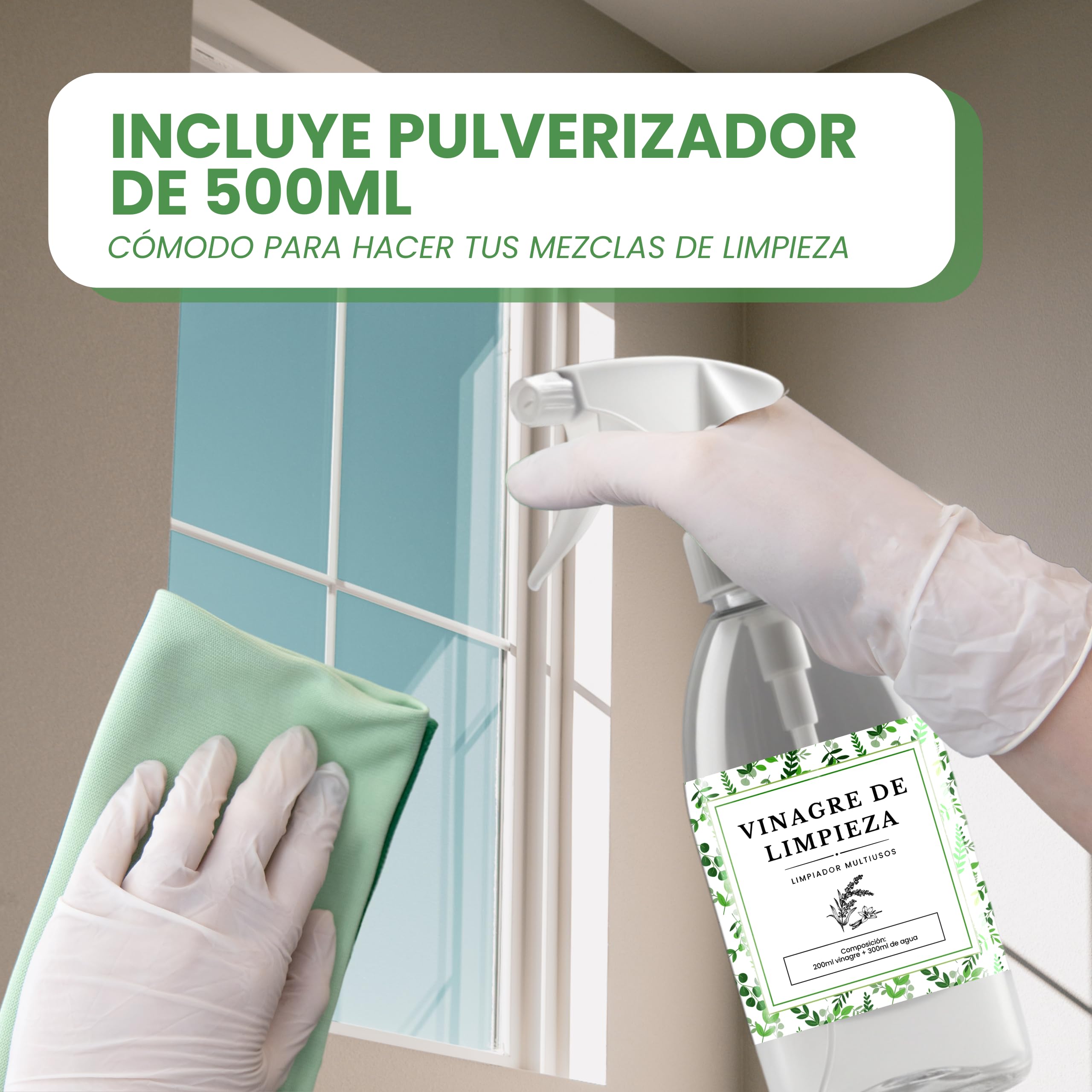Bioky Vinagre Blanco Destilado 20º - Incluye Botella Pulverizadora - Súper Concentrado - Limpieza Multiusos - Fórmula Económica y Ecológica (5L)