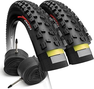 Fincci 27.5 x 2.25 Inch Mountain Bike Tire Foldable 57-584 60 TPI with Nylon Protection with Bike Inner Tubes 48mm Presta Valve for All Mountain Enduro MTB Hybrid Bike Bicycle