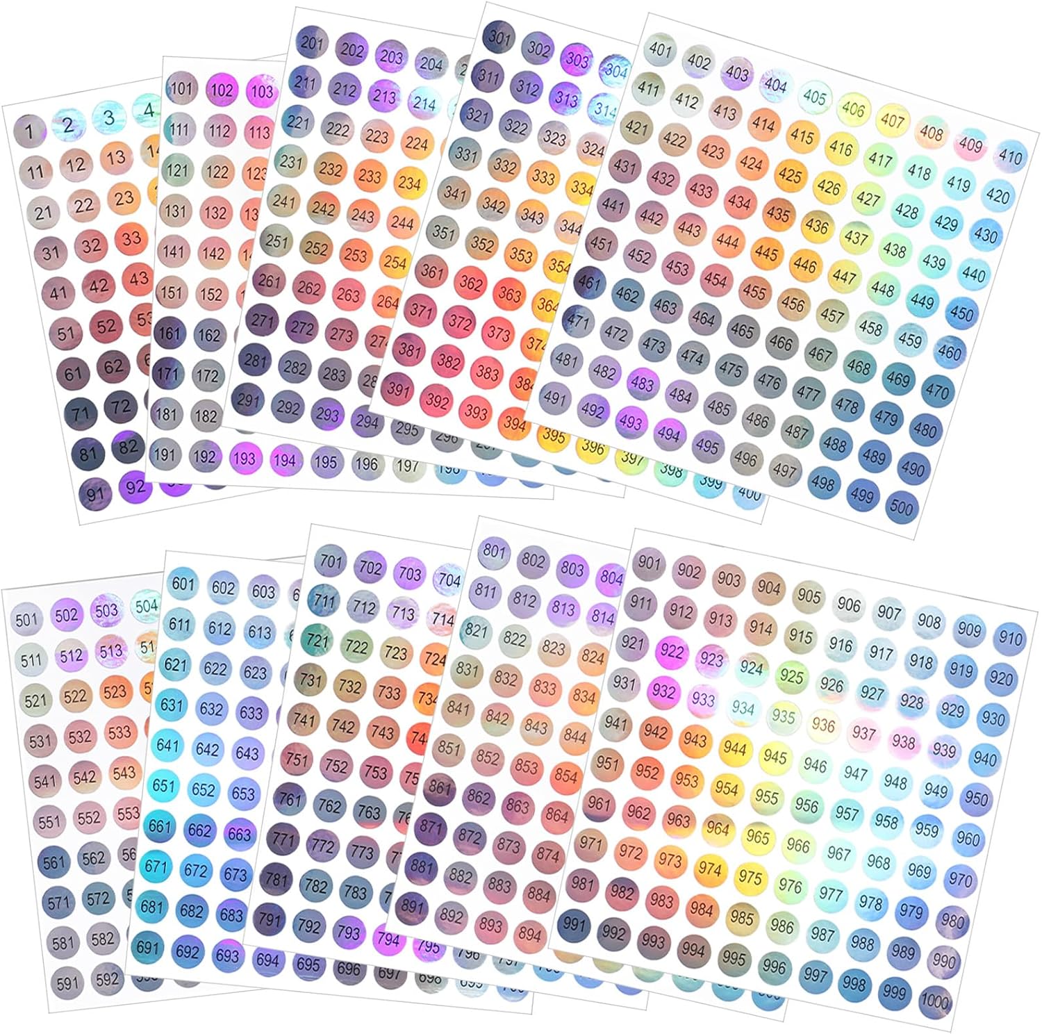 10 Sheets Numbered Stickers 1-1000, Nail Polish Label Stickers, Small Number Stickers, Consecutive Self Adhesive Round Number Sticker for Organizing Nail Polish, Lipstick, Inventory, DIY Crafts