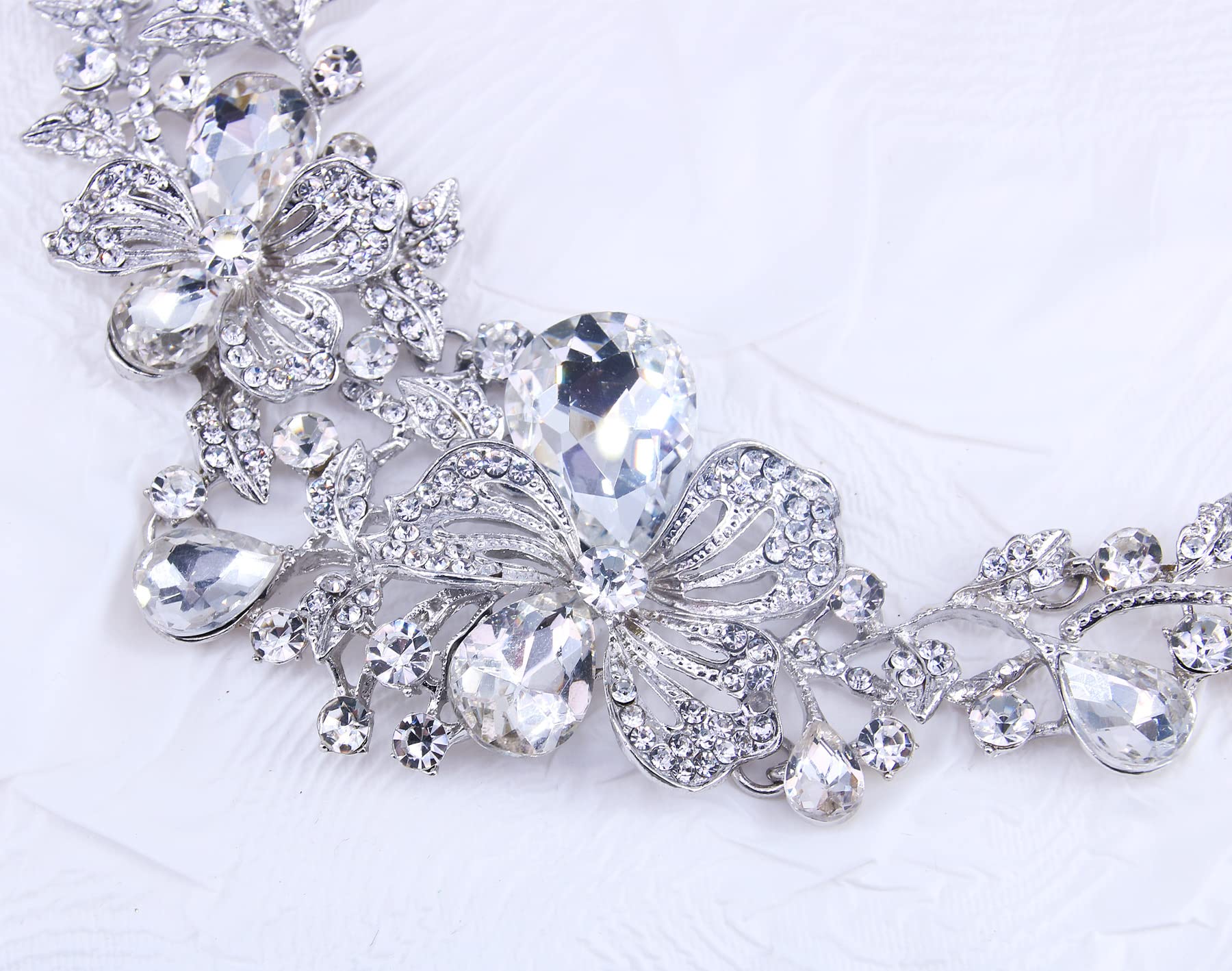 Juego de joyas para novia con diseño de rosas, para boda, collar y pendientes
