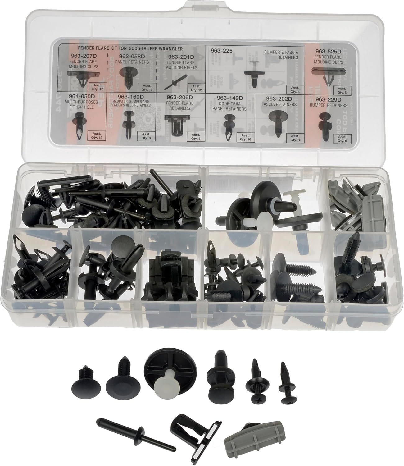 Dorman 330-744 Body Fastener Tech Tray (11 SKUs - 100 Pcs) Universal Fit