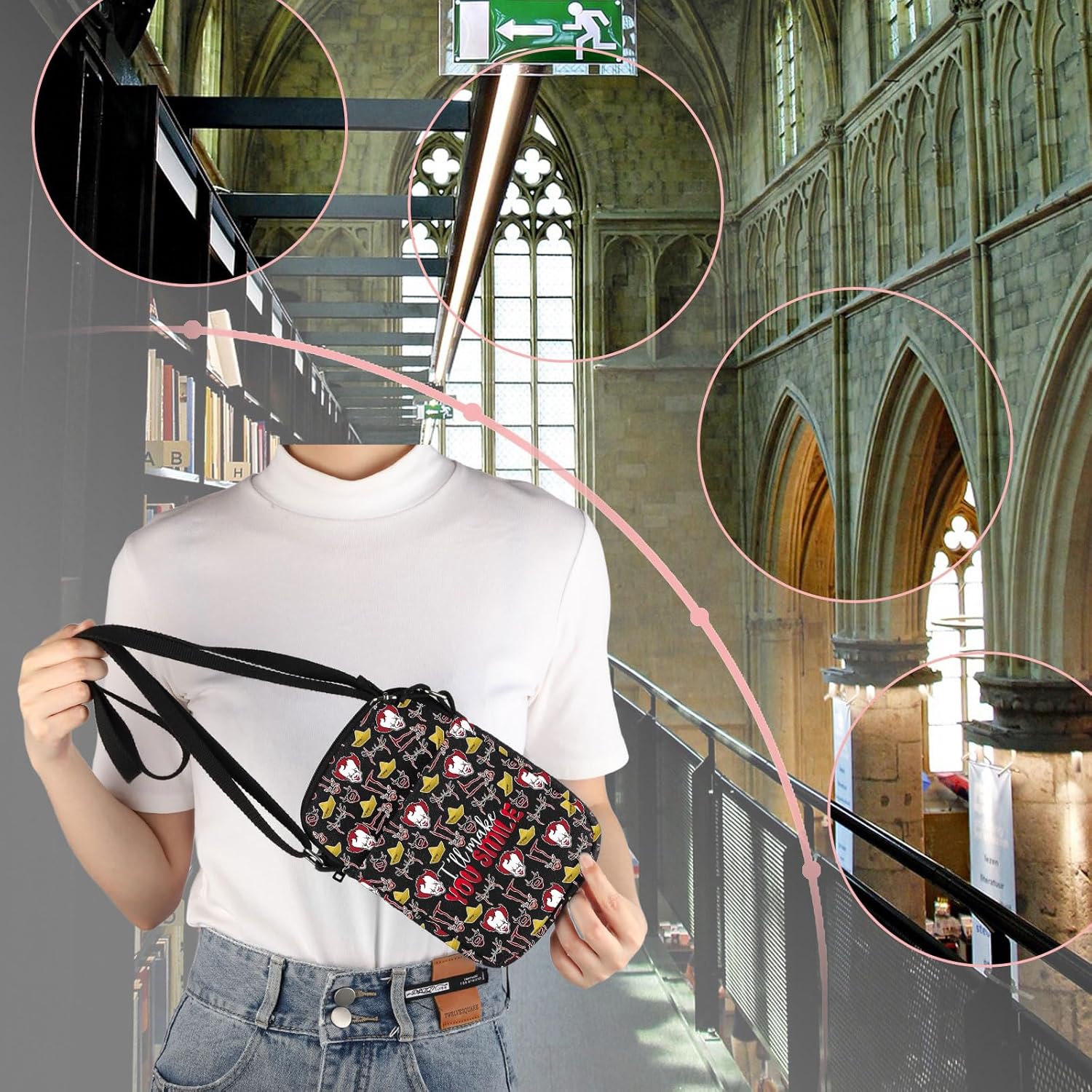 VAMSII I'll Make You Smile Horror Clown Crossbody Bag Clown Merch Horror Movie Gift - Image 6