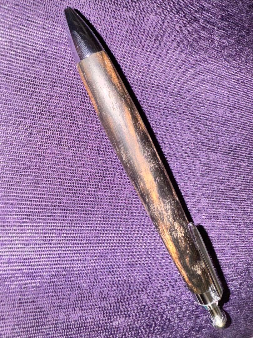 木軸シャーペン2点 黒柿孔雀杢、エバードロー