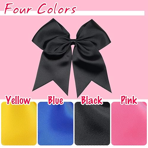 Miniatura 3 de 4 lazos elásticos grandes de 8 pulgadas, bandas elásticas para el cabello, cinta de grogrén, soporte para cola de caballo para animadoras, equipo de
