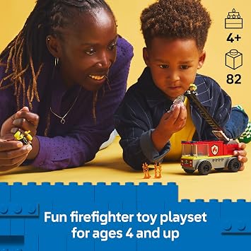 LEGO City Fire Ladder Truck Toddler Toy - Fire Truck Toy with 2 Firefighter Minifigures, Digital Guide for Boys and Girls, Ages 4+ Learning, Educational Toy for Preschool - 60463