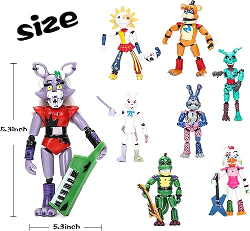 Miniatura 3 de Jcnvcmc Figuras de juego de cinco noches  8 piezas de juego de cinco noches articuladas figuras de acción movibles juguetes muñecas figuras