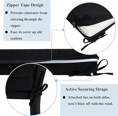 Miniatura 3 de Fundas de cojín de banco para exteriores, 48 x 18 x 3 pulgadas, sin relleno, fundas de cojín de repuesto para muebles de exterior, resistentes al