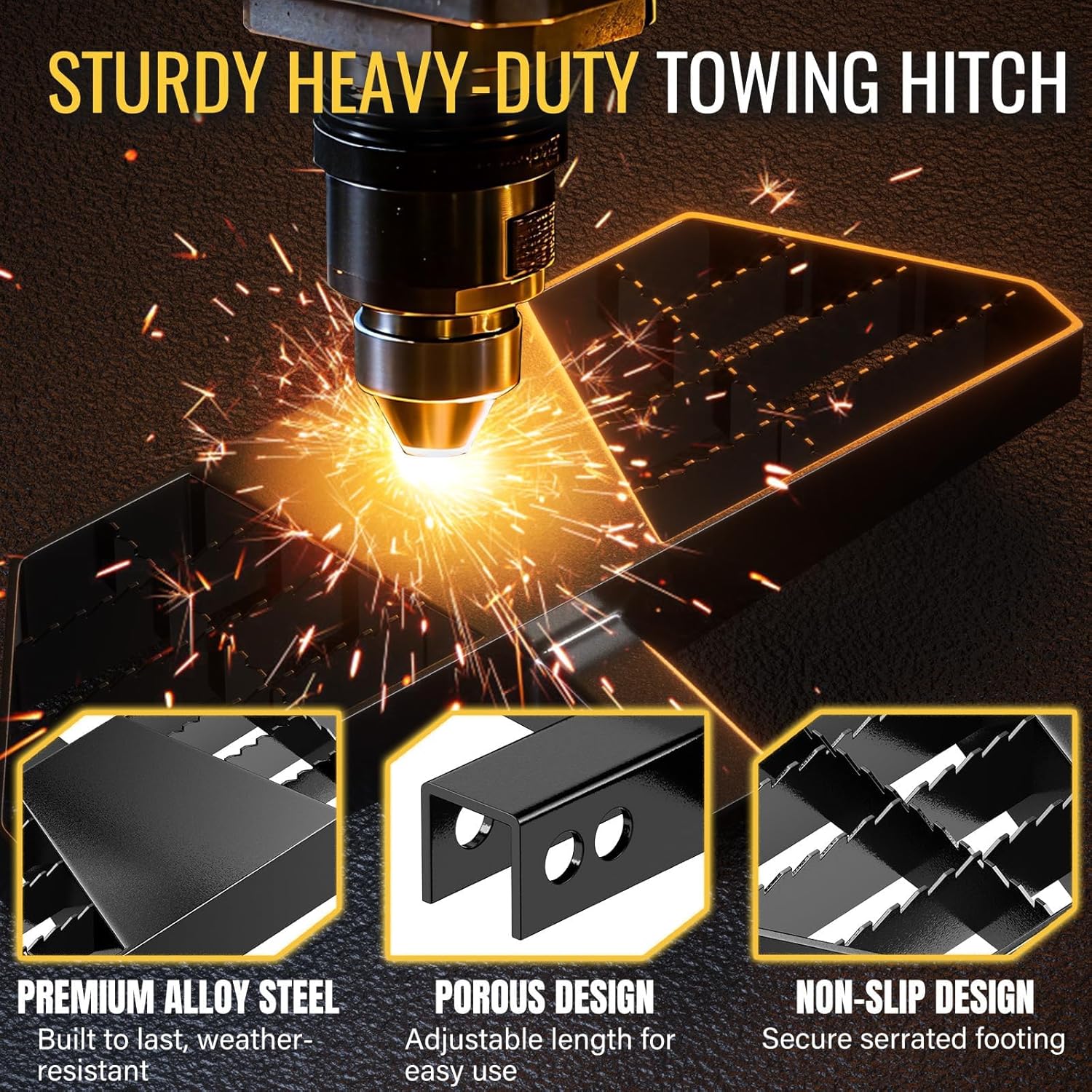 Trailer Hitch Step for 2" Receivers, 24" Rear Bumper Guard Protector with Anti-Slip, Heavy Duty Tow Hitch Step Bar Includes Pin & Clip, 500LBS Load Capacity Fits Pickup Truck Vans