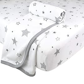 American Baby Company 100% Cotton Thermal Waffle Swaddle Blanket, Soft, Breathable & Stretchy, Super Stars, 30 x 40 for Boys and Girls, Perfect for Swaddling, Travel and Gifting