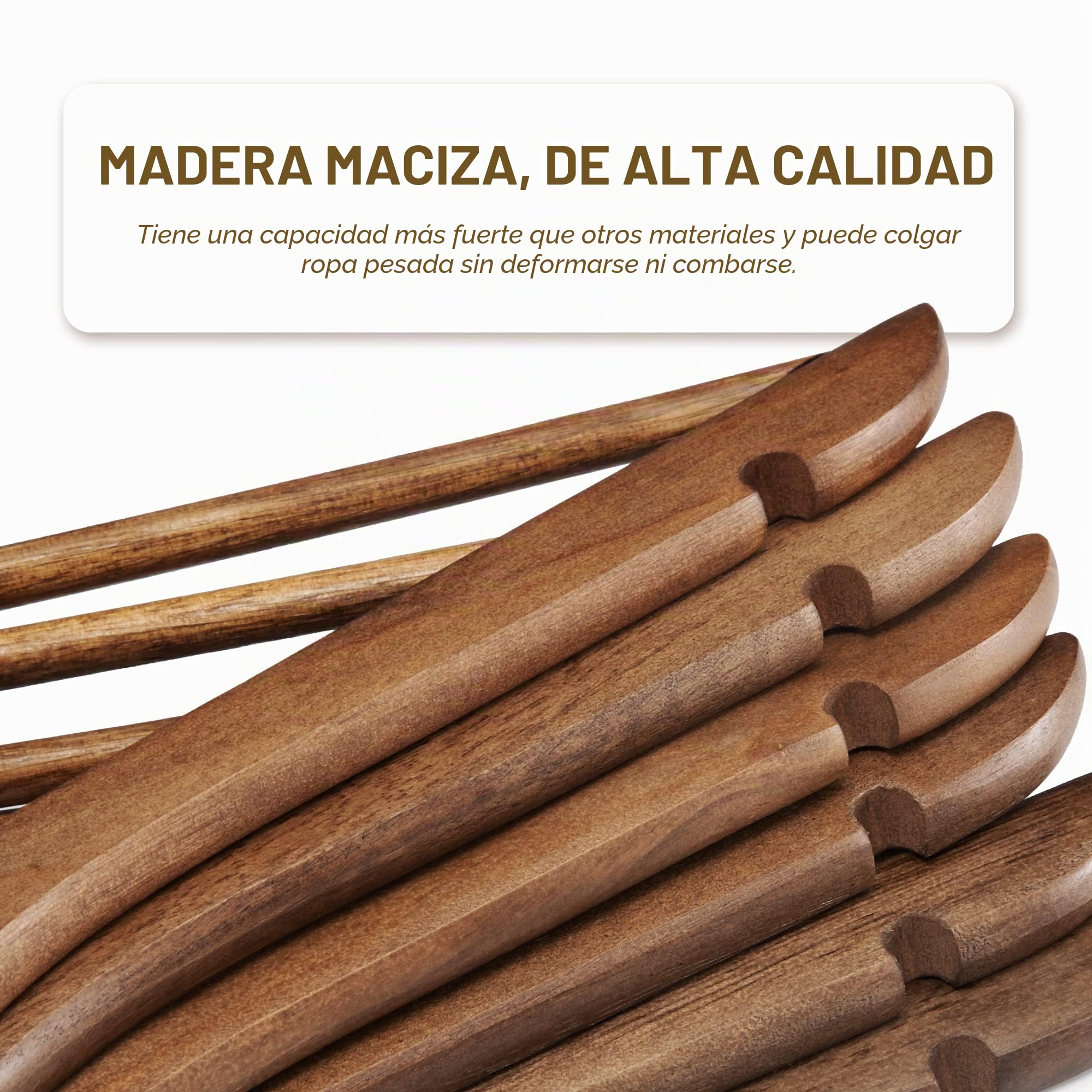 HOUSE DAY 32Pcs Perchas de Madera Resistentes de Primera Calidad, para el día de la casa, para Ropa, Perchas Antideslizantes en los Hombros, con Gancho Giratorio de Color Oro Rosa, 45 cm, Noyer
