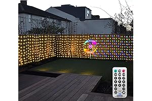Christmas Fence Decoration, 20Ft Outdoor Curtain Lights 300 LED Color Changing String Lights