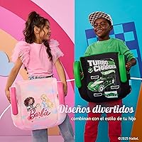 Vista 5 de Graco TurboBooster 2.0 Asiento elevador sin respaldo para automóvil, Barbie Paint, asiento elevador de viaje para niños de 4 a 10 años, peso de 40 a