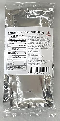 Base de sopa Ramen - Shio (Sal) - Paquete de 8 Producto de Japón. Paquete de sopa para fideos asiáticos, bueno con cualquier cobertura de ramen.