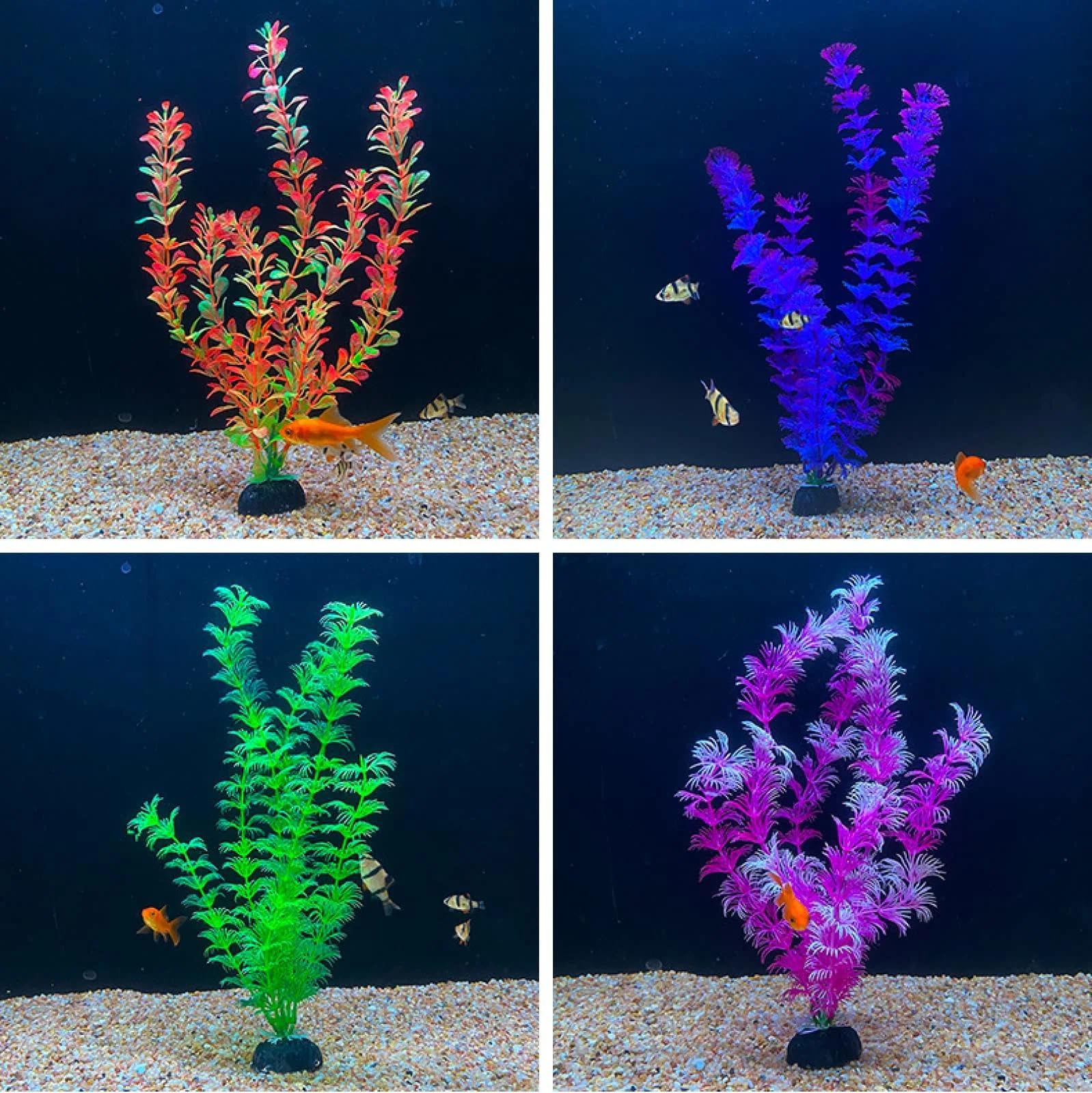 Plante Aquarium Artificielle, Longue 23 cm Décorations Aquarium, Plantes Hydroponiques de Simulation, avec Base Epaissie, pour Réservoirs de Poissons et Aquariums