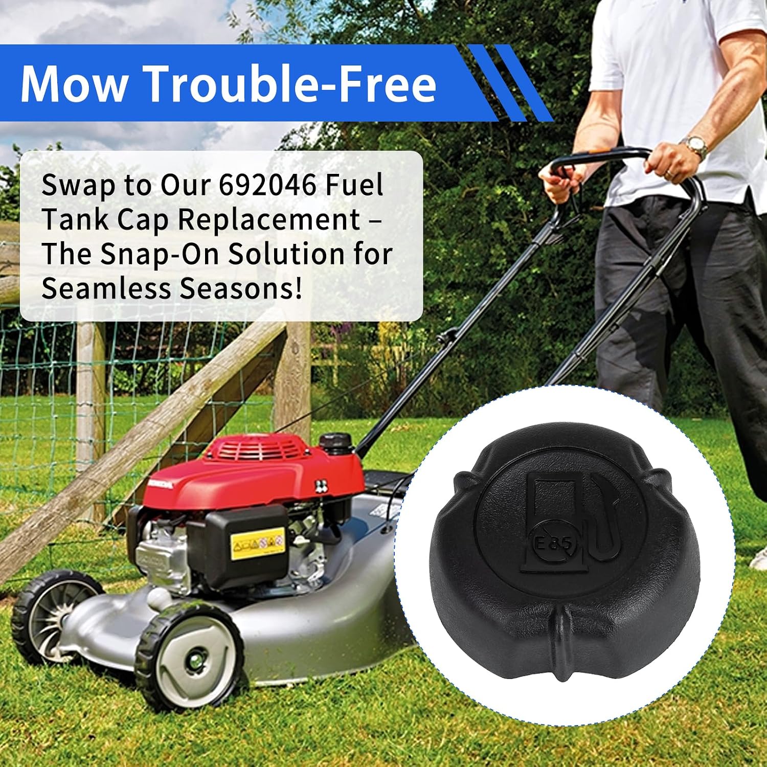 692046 Fuel Tank Cap Replaces 397974, Compatible with In tek Model Series 121600 Vertical, 3.5-6.75 HP Vertical Max, Lawn Mower Gas Cap 2 Pack