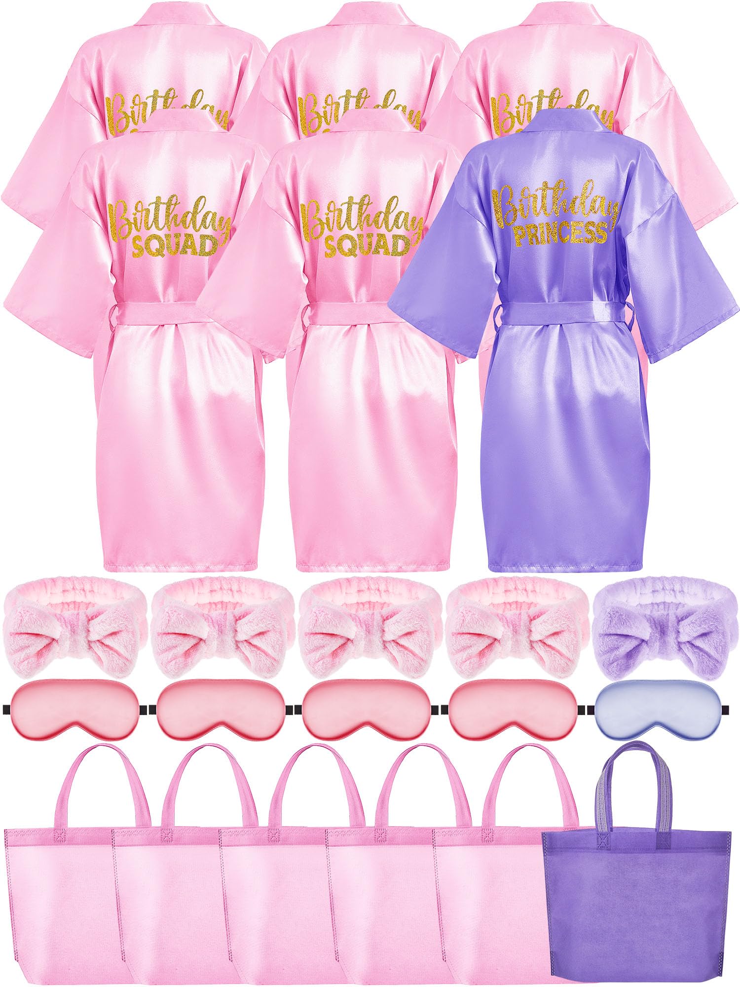 Sintuff 24 Pcs Girls Spa Birthday Party Supplies for 6-12 Years Girls Robes Sleepover Party Supplies Kids Robes Slumber Bulk(Size 12,Purple Birthday)