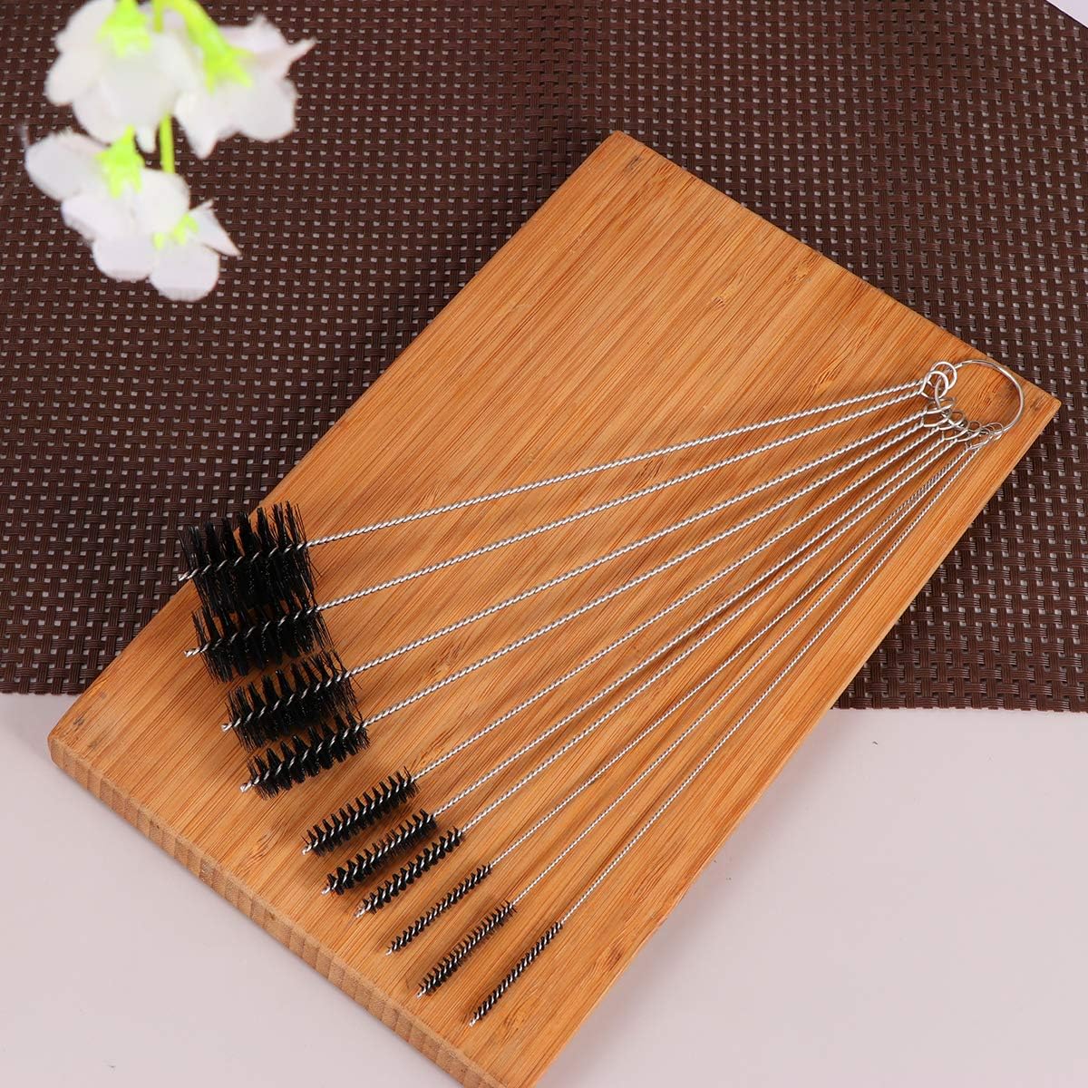 Generic 2 Sets Coffee Machine Cleaning Brushes Stainless Steel Handle Nylon Test Tube Brushes (Black) Lab