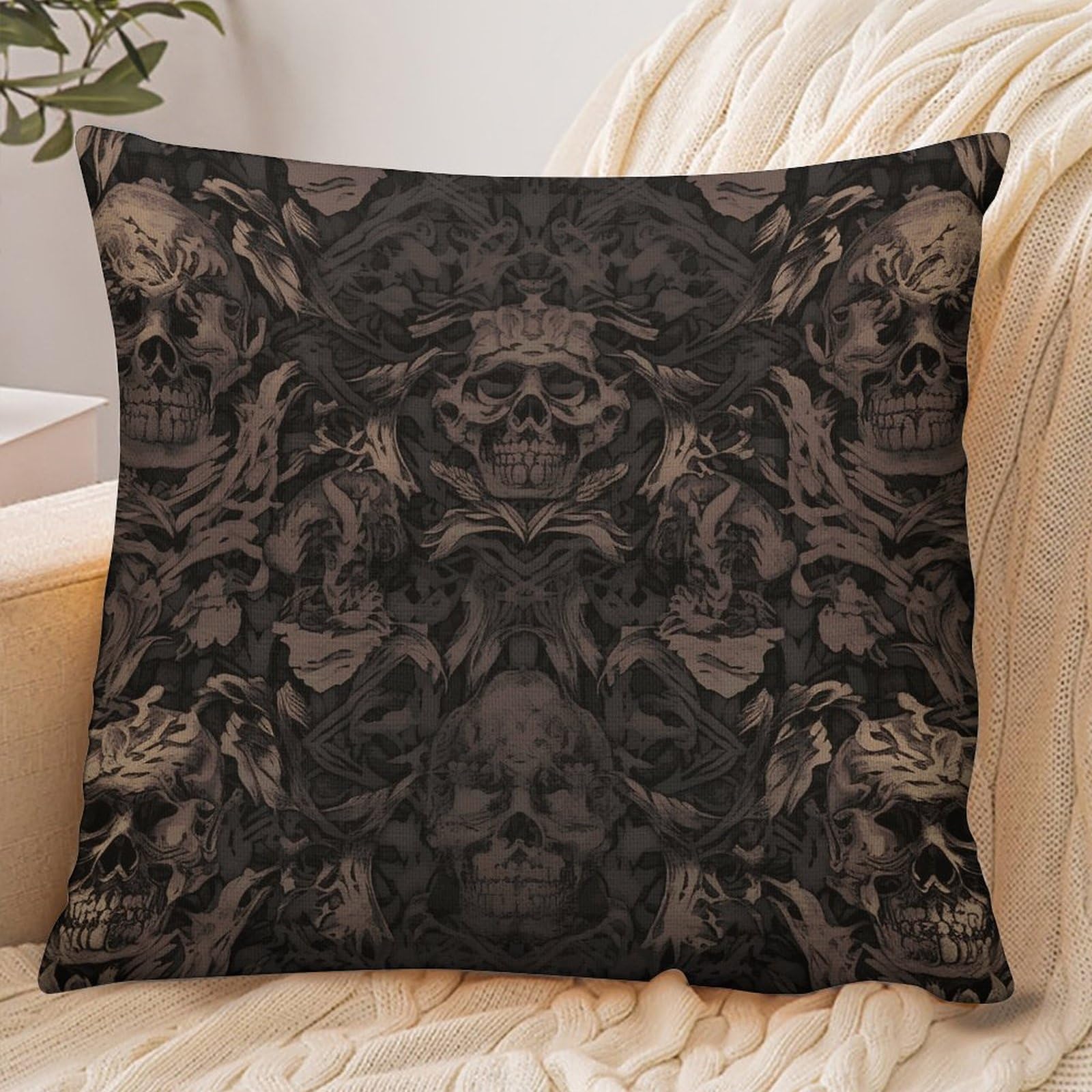 Fekiloot Style Gothic Wallpaper For Walls Skull Damask Pillowcase Pillow Sham Pillow Case