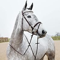 Vista 7 de HORZE Weston - Brida de cuero acolchada con muserola flash y riendas de tela Brida inglesa para caballos