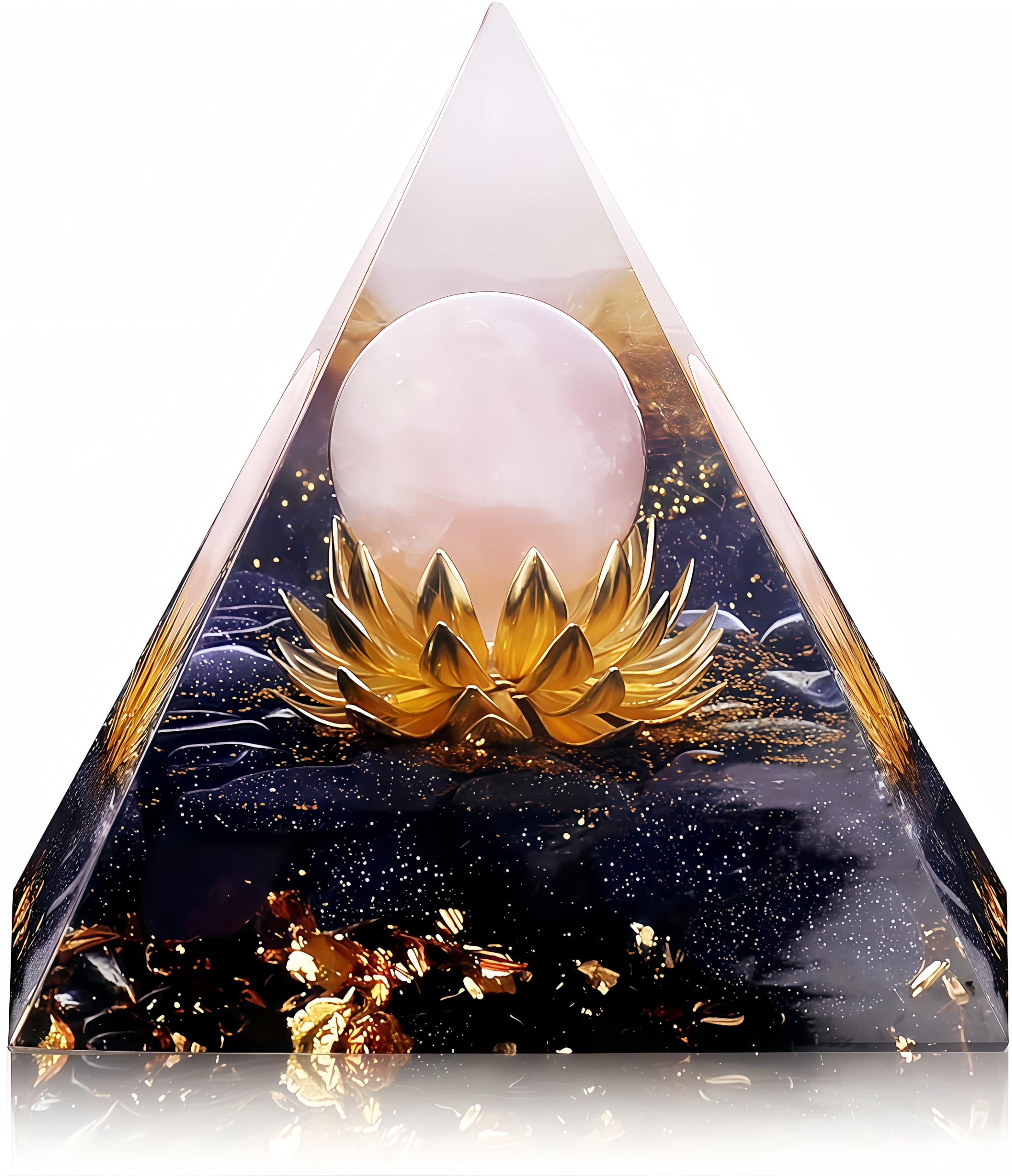 New Inspirational Crystal Orgone Pyramid Orgone Pyramids Flower of Life with Blue Sandstone Energy Generator for Protection Meditation Orgonite Pyramids Best Gift