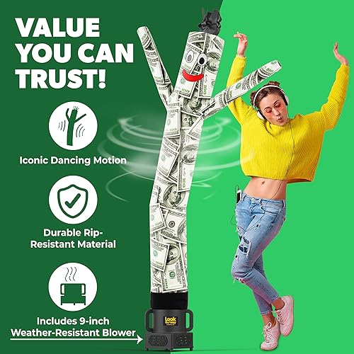 Miniatura 9 de LookOurWay Air Dancers Wacky Waving - Hombre inflable bailarín de 7 pies de alto con soplador resistente a la intemperie para publicidad