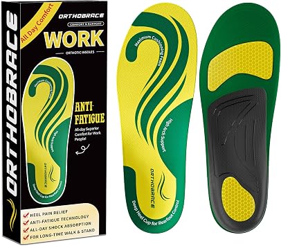 Work Orthotic Insoles for All Day Comfort, Anti Fatigue High Arch Support Shoe Inserts Men Women for Relieve Foot Pain,Plantar Fasciitis,Work Boot Insoles for Standing All Day-MWeight Under 200 Lbs