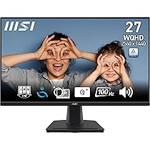 MSI PRO MP275Q Monitor 27″ WQHD – 2560 x 1440, pannello IPS, 100 Hz, schermo anti-affaticamento, altoparlanti integrati, inclinazione regolabile – HDMI 2.0b, DP 1.2a